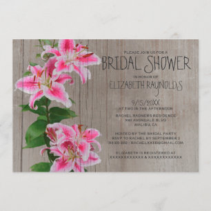 Rustic Stargazer Lily Bridal Shower Invitations