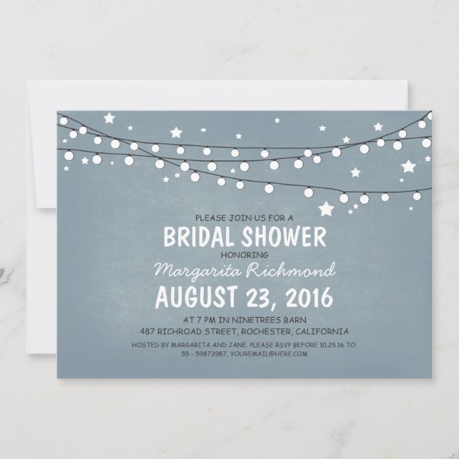 Rustic Starry Night Lights Bridal Shower Invitation (Front)