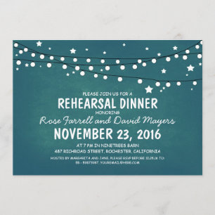 Rustic Starry Night Lights Rehearsal Dinner Invitation