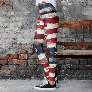 Rustic Stars & Stripes Patriotic Leggings