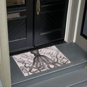rustic steampunk nautical modern vintage octopus doormat