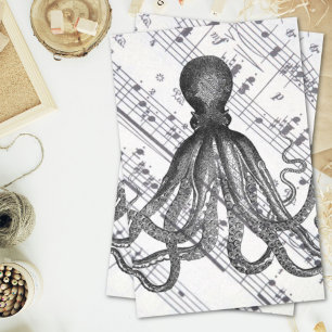 rustic steampunk nautical modern vintage octopus tissue paper