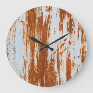 Rustic Steel: Grunge Wall Texture Large Clock