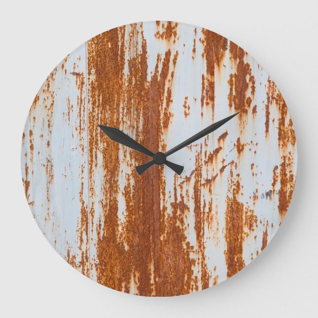 Rustic Steel: Grunge Wall Texture Large Clock (Front)