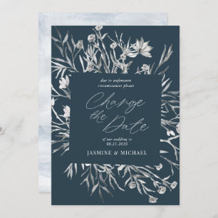 rustic stencil botanical Change the Date Invitation