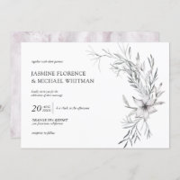 rustic stencil botanics elegant wedding invitation