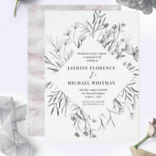 rustic stencil botanics elegant Wedding Invitation