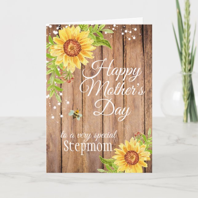 Rustic Stepmom Mother's Day Floral Card (Front)
