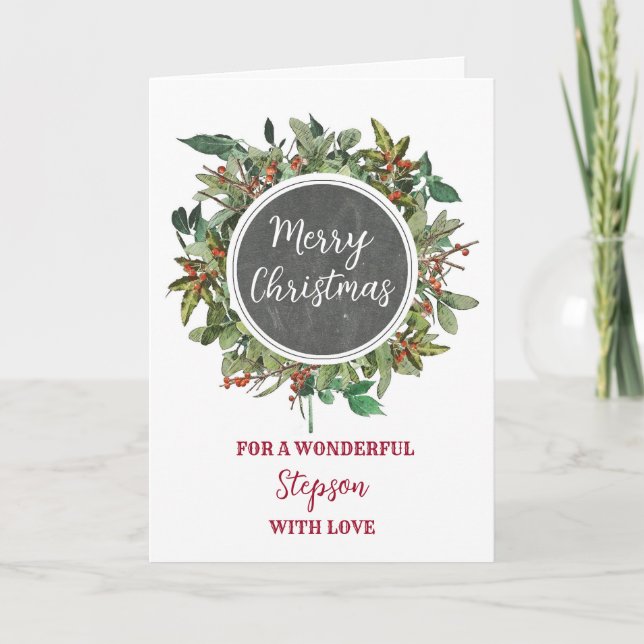Rustic Stepson Merry Christmas Card (Front)
