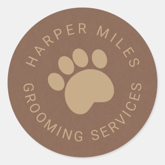 rustic sticker with brown paw print (Front)