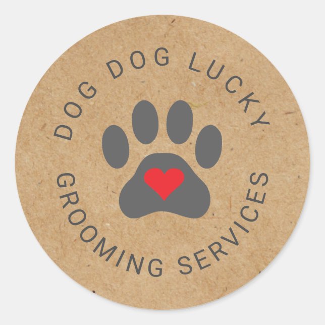Rustic sticker with heart paw kraft (Front)
