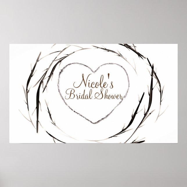 Rustic Sticks Twigs Branches Wreath Banner Poster (Front)