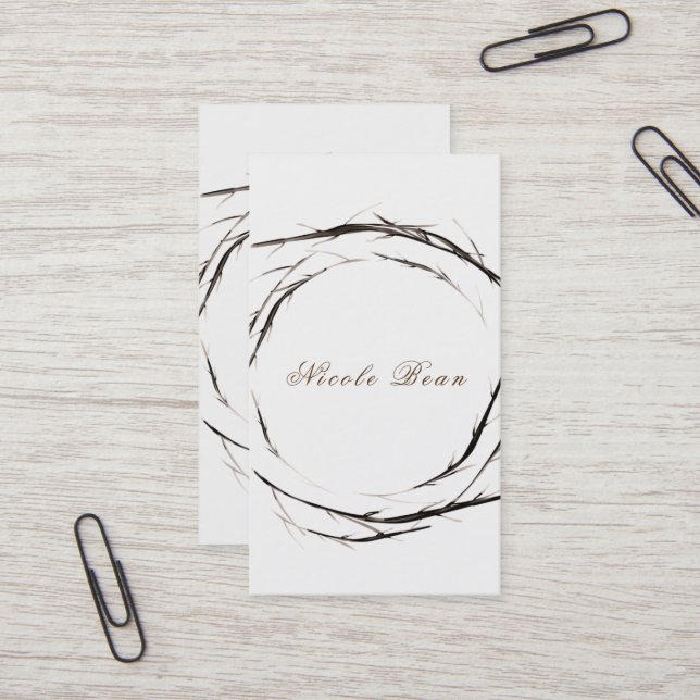 Rustic Sticks Twigs Branches Wreath Custom Elegant Business Card (Front/Back In Situ)