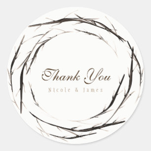 Rustic Sticks Twigs Branches Wreath Custom Favour Classic Round Sticker
