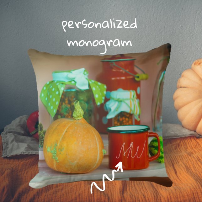 Rustic Still Life with a Pumpkin and a Red Mug Cushion (Creator Uploaded)