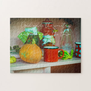 Rustic Still Life with a Pumpkin and a Red Mug Jigsaw Puzzle