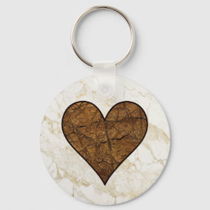 Rustic Stone Heart Key Ring