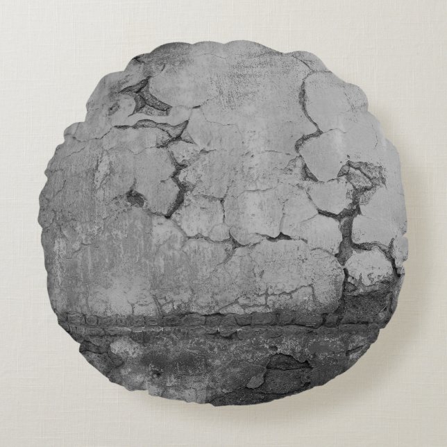 Rustic Stone Wall Napoli 1 - BW Round Cushion (Front)