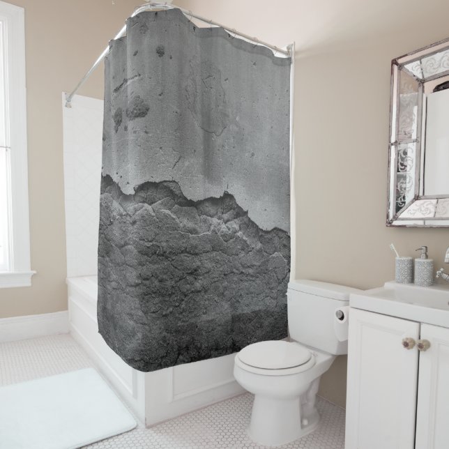 Rustic Stone Wall Napoli 2 - Yin Yang - BW Shower Curtain (In Situ)
