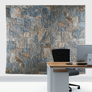 Rustic Stone Wall Slates Artesia Grey with Veins Tapestry