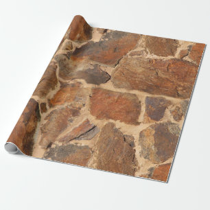 Rustic Stone Wall Structure Geology Warm Glow Wrapping Paper