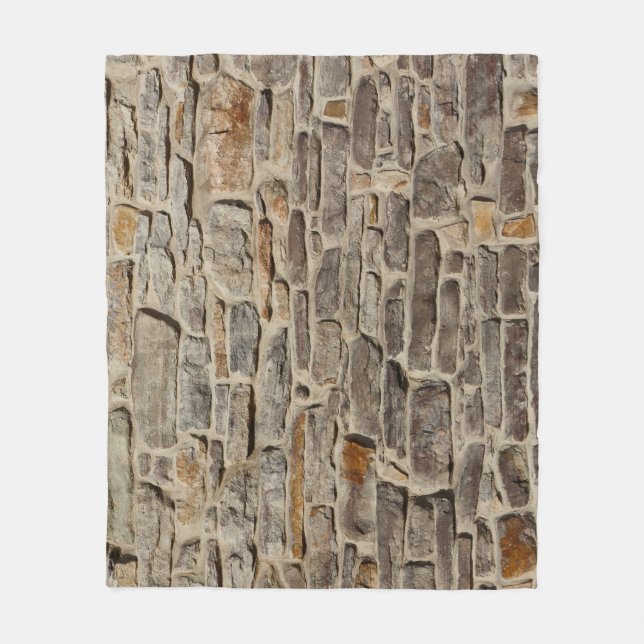 Rustic stone wall, textured decor fleece blanket (Front)