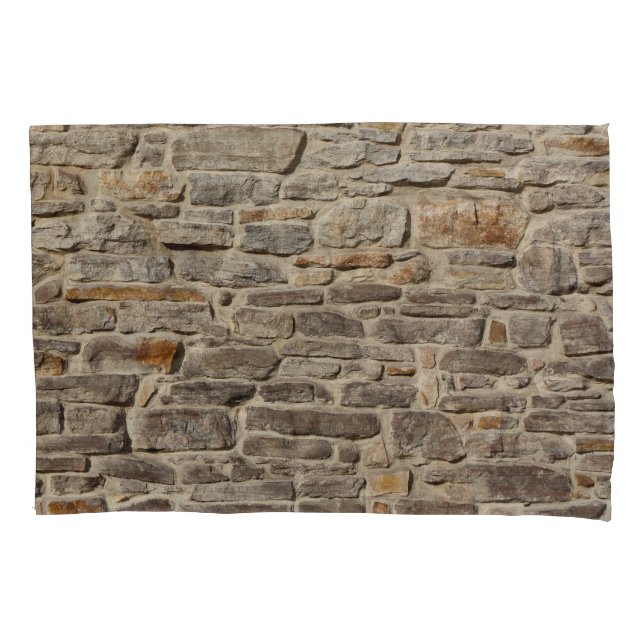 Rustic stone wall, textured decor pillowcase (Front)
