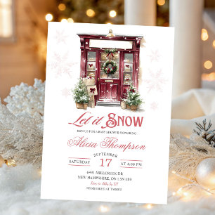Rustic Storefront Let It Snow Girl Baby Shower Invitation