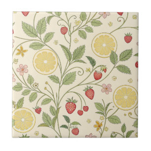 Rustic Strawberry & Citrus Earthy Pattern (1) Ceramic Tile