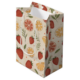 Rustic Strawberry & Citrus Earthy Pattern (2) Medium Gift Bag
