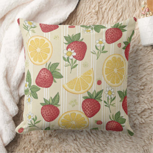 Rustic Strawberry & Citrus Earthy Pattern (4) Cushion