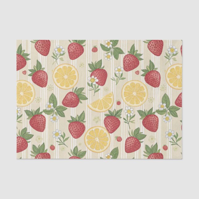 Rustic Strawberry & Citrus Earthy Pattern (4) Tissue Paper (Front)