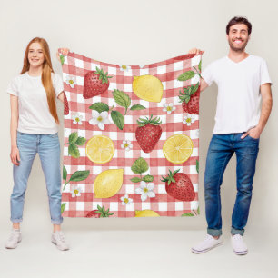 Rustic Strawberry & Citrus Earthy Pattern (6) Fleece Blanket