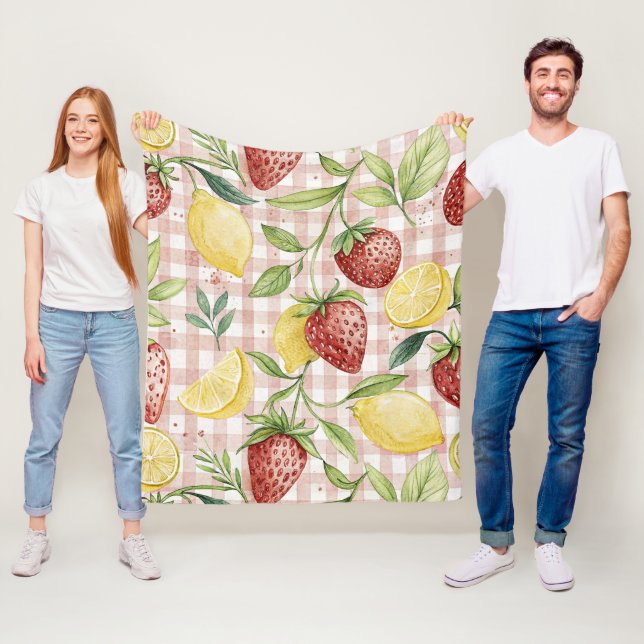 Rustic Strawberry & Citrus Earthy Pattern (7) Fleece Blanket (In Situ)