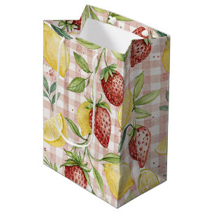 Rustic Strawberry & Citrus Earthy Pattern (7) Medium Gift Bag