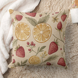 Rustic Strawberry & Citrus Earthy Pattern (9) Cushion