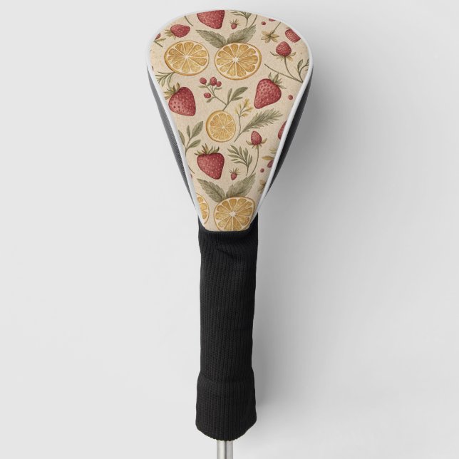 Rustic Strawberry & Citrus Earthy Pattern (9) Golf Head Cover (Front)