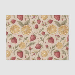 Rustic Strawberry & Citrus Earthy Pattern (9) Tissue Paper