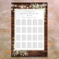 Rustic String Light Greenery Wedding Seating Chart