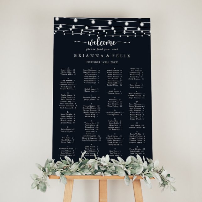 Rustic String Lights Alphabetical Seating Chart (Creator Uploaded)