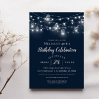 Rustic String Lights Birthday Party Invitation