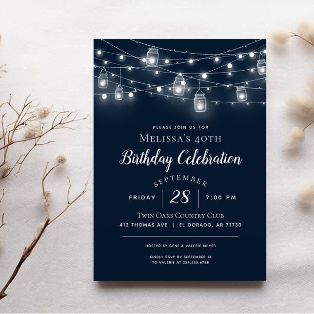 Rustic String Lights Birthday Party Invitation (Creator Uploaded)