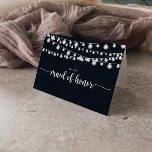 Rustic String Lights Bridal Party Thank You Card