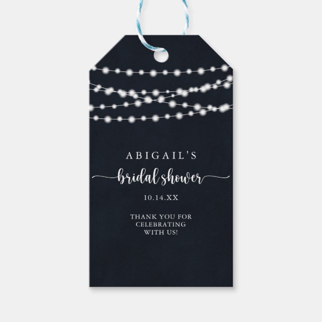 Rustic String Lights Bridal Shower  Gift Tags (Front)