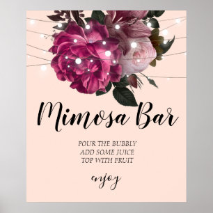 Rustic string lights bridal shower mimosa bar P Poster