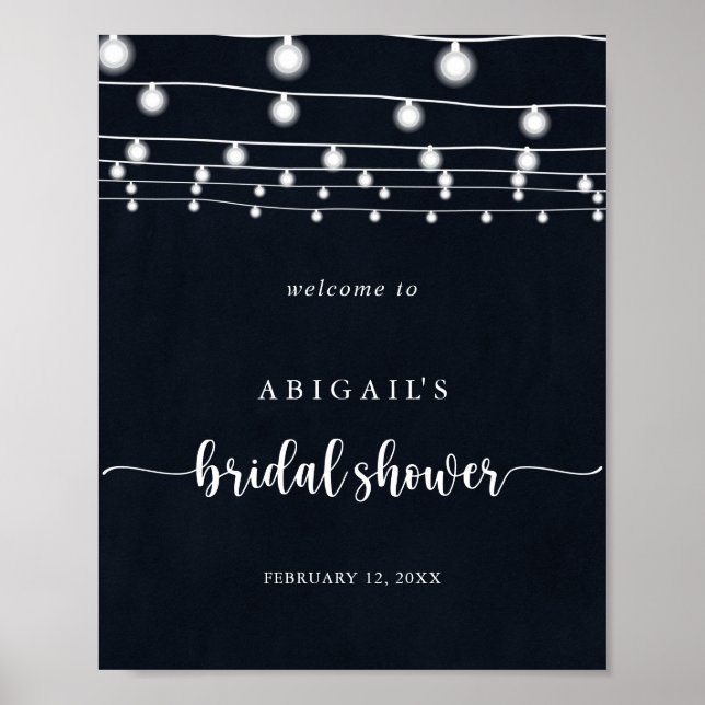 Rustic String Lights Bridal Shower Welcome   Poster (Front)