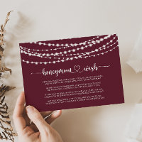 Rustic String Lights Burgundy Honeymoon Wish