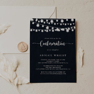 Rustic String Lights Calligraphy Confirmation   Invitation