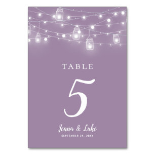 Rustic String Lights Double Sided Wedding Table Number