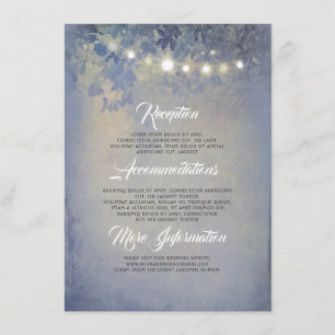 Rustic String Lights Dusty Blue Wedding Details Enclosure Card